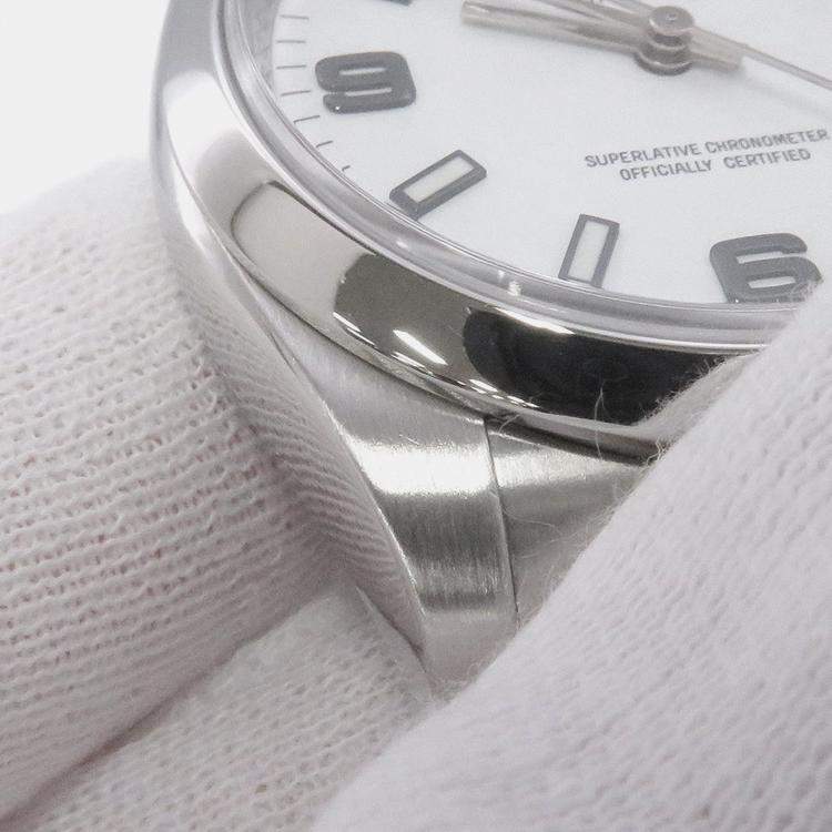 Pre Owned Rolex White Stainless Steel Air-King 114200 Automatic Men's Wristwatch 34mm