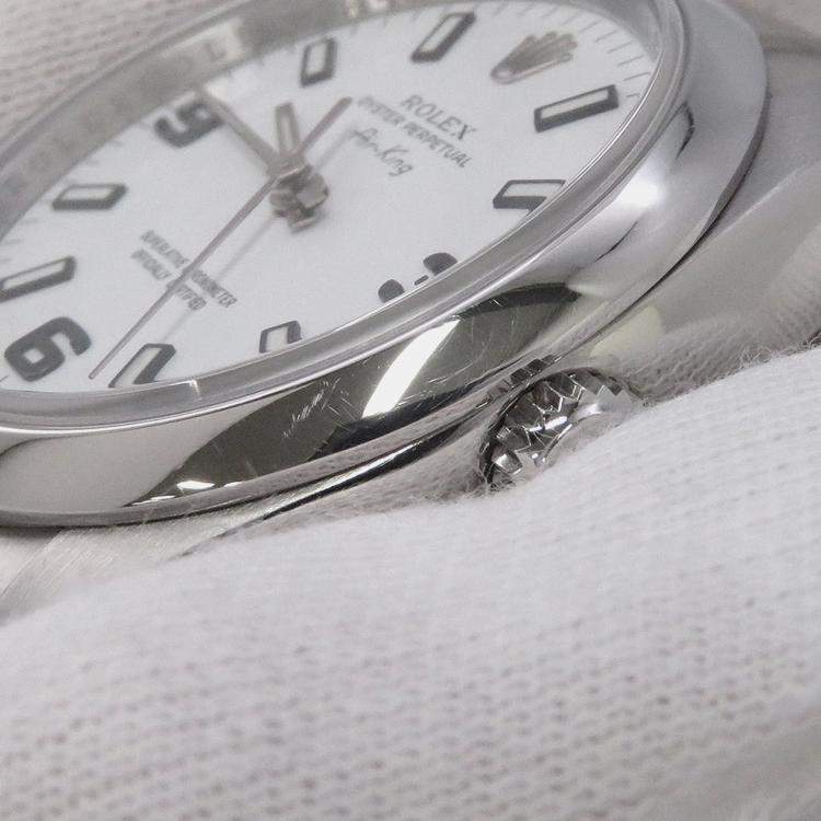 Pre Owned Rolex White Stainless Steel Air-King 114200 Automatic Men's Wristwatch 34mm
