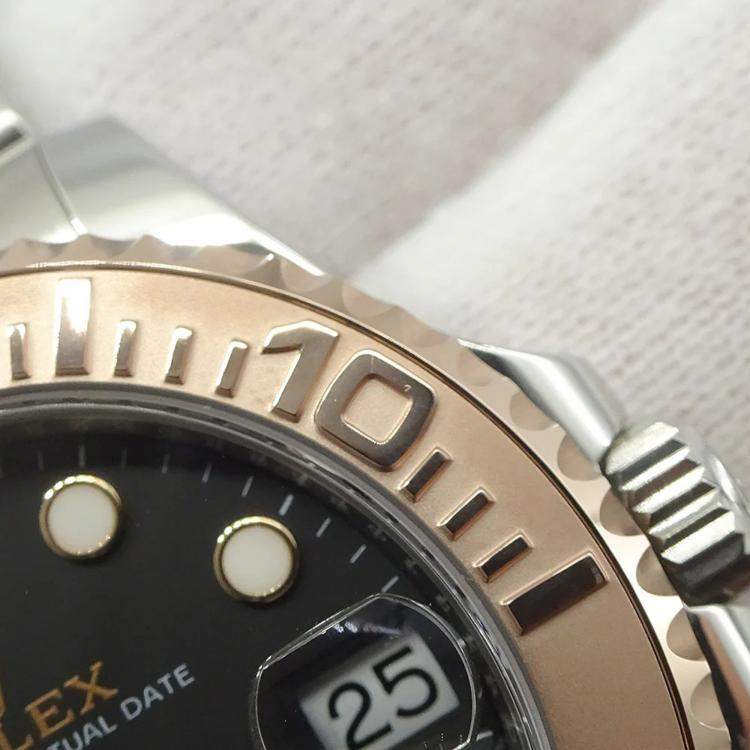 Pre Owned Rolex Black 18K Rose Gold Stainless Steel Yacht-Master 268621 Automatic Men's Wristwatch 37mm