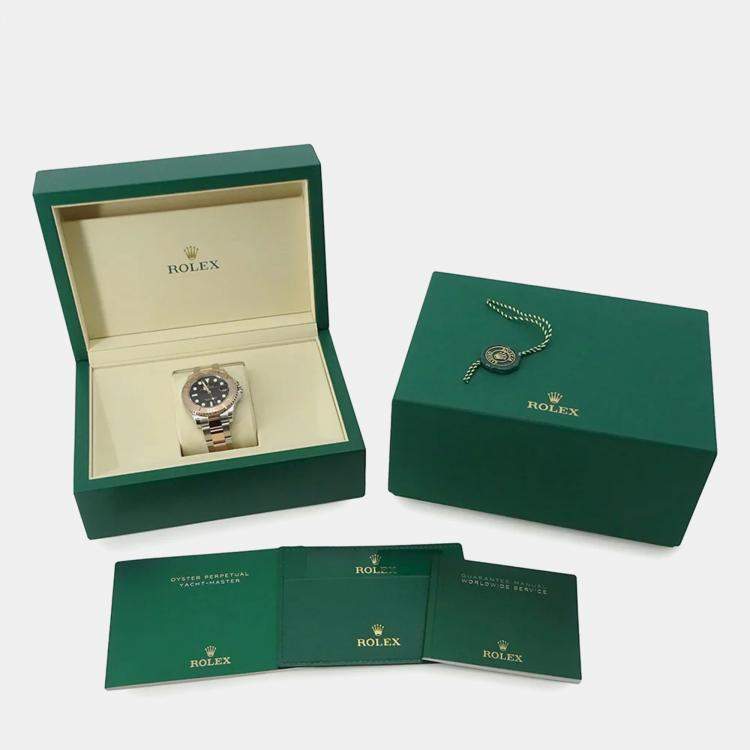 Pre Owned Rolex Black 18K Rose Gold Stainless Steel Yacht-Master 268621 Automatic Men's Wristwatch 37mm