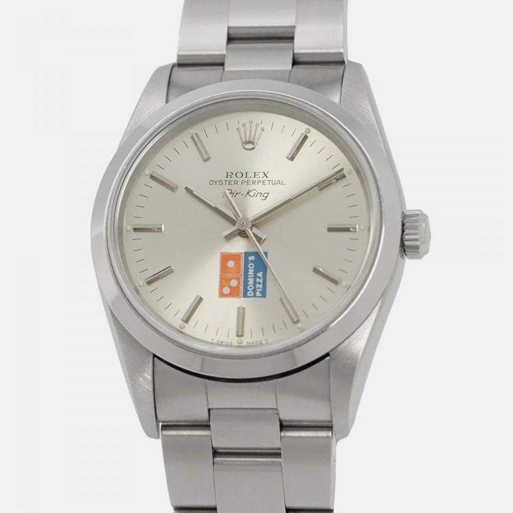 Pre Owned Rolex Air-King 14000 Automatic Silver Stainless Steel Men's Wristwatch 34 mm