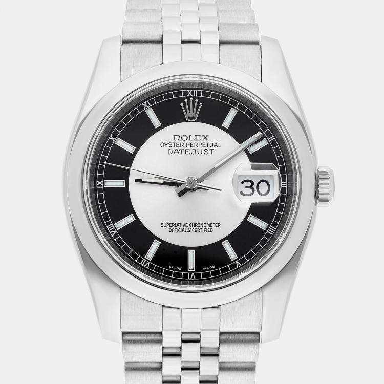Pre Owned Rolex Datejust 116200 Automatic Black Stainless Steel Men's Wristwatch 36 mm
