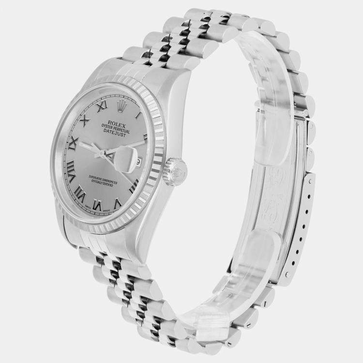 Pre Owned Rolex Datejust 16220 Automatic Silver Stainless Steel Men's Wristwatch 36 mm