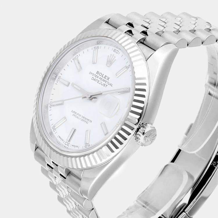 Pre Owned Rolex Datejust 126334 Automatic White 18k White Gold Stainless Steel Men's Wristwatch 41 mm