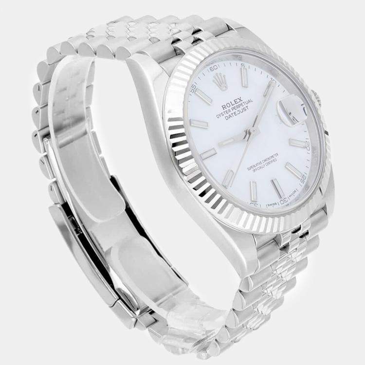 Pre Owned Rolex Datejust 126334 Automatic White 18k White Gold Stainless Steel Men's Wristwatch 41 mm