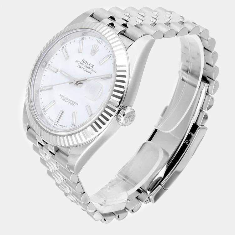 Pre Owned Rolex Datejust 126334 Automatic White 18k White Gold Stainless Steel Men's Wristwatch 41 mm