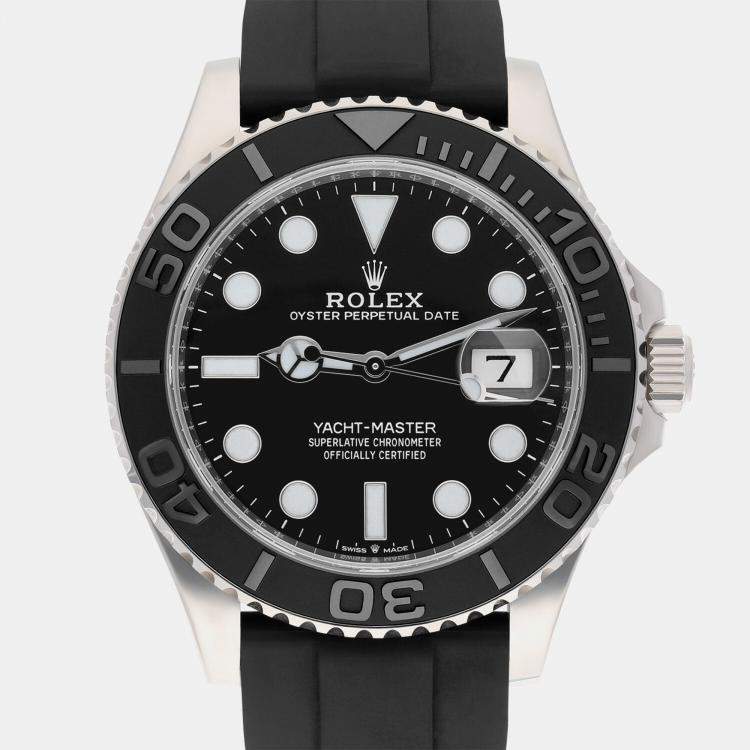 Pre Owned Rolex Yacht-Master 226659 Automatic Black 18k White Gold Men's Wristwatch 42 mm