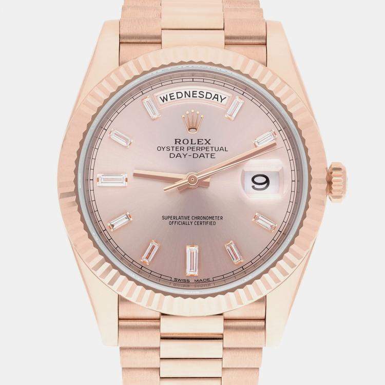 Pre Owned Rolex Day-Date 228235 Automatic Pink 18k Rose Gold Men's Wristwatch 40 mm