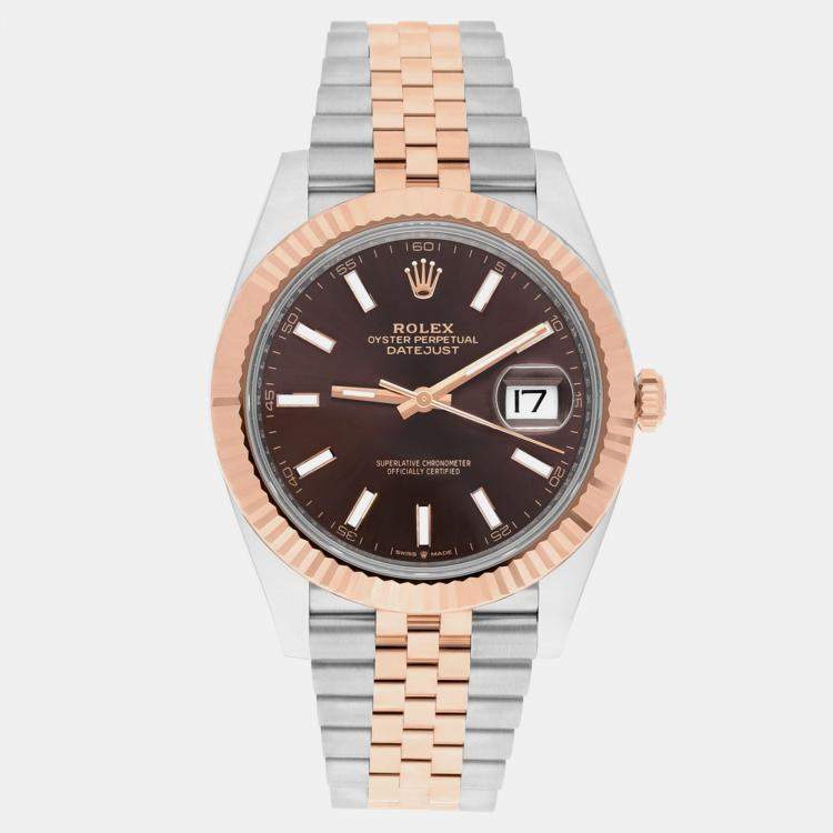 Pre Owned Rolex Datejust 126331-0002 Automatic Chocolate 18k Rose Gold Stainless Steel Men's Wristwatch 41 mm