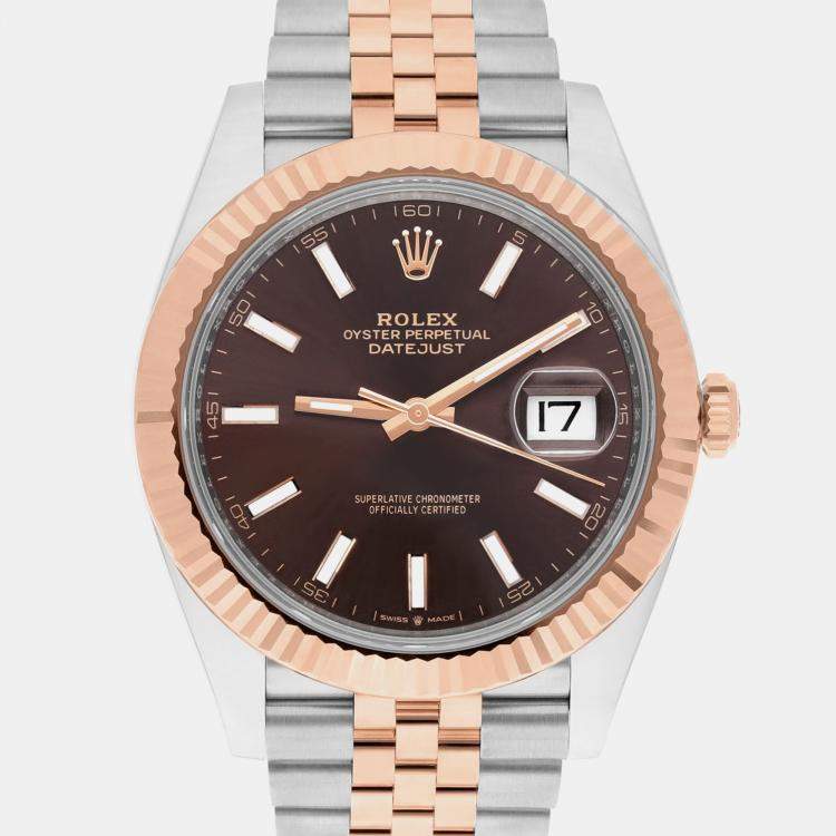 Pre Owned Rolex Datejust 126331-0002 Automatic Chocolate 18k Rose Gold Stainless Steel Men's Wristwatch 41 mm