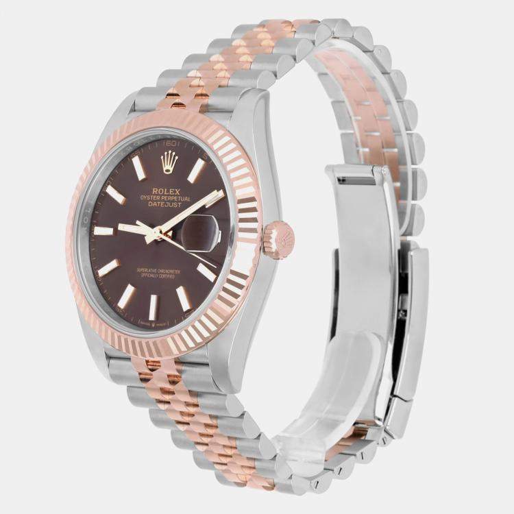 Pre Owned Rolex Datejust 126331-0002 Automatic Chocolate 18k Rose Gold Stainless Steel Men's Wristwatch 41 mm