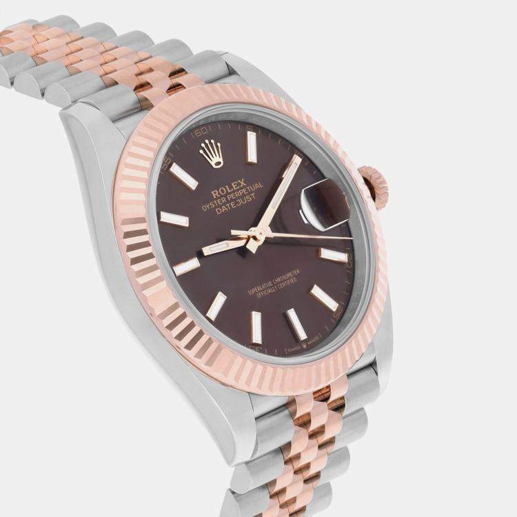 Pre Owned Rolex Datejust 126331-0002 Automatic Chocolate 18k Rose Gold Stainless Steel Men's Wristwatch 41 mm