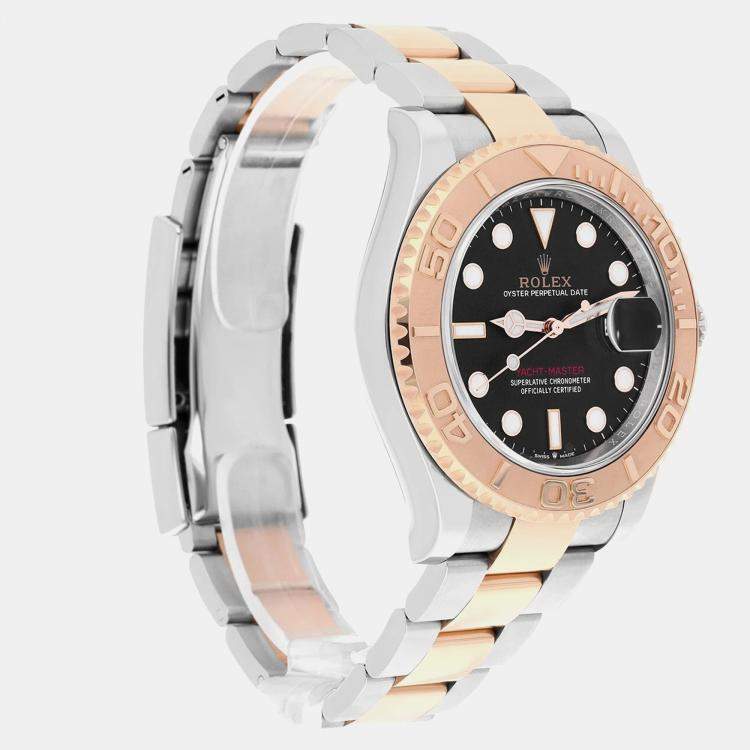 Pre Owned Rolex Yacht-Master 126621 Automatic Black 18k Rose Gold Stainless Steel Men's Wristwatch 40 mm