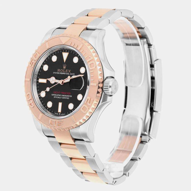 Pre Owned Rolex Yacht-Master 126621 Automatic Black 18k Rose Gold Stainless Steel Men's Wristwatch 40 mm