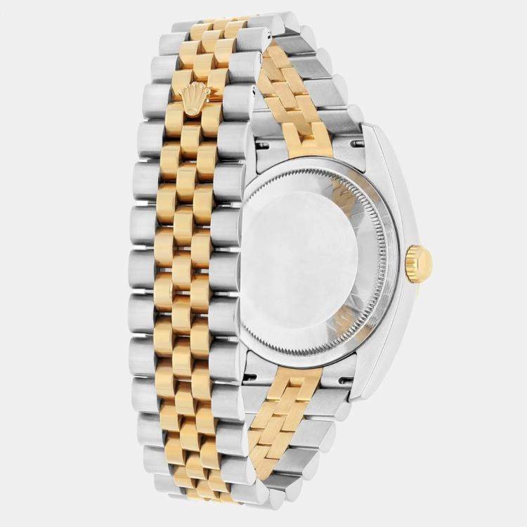 Pre Owned Rolex Datejust 116233 Automatic Blue 18k Yellow Gold Stainless Steel Men's Wristwatch 36 mm