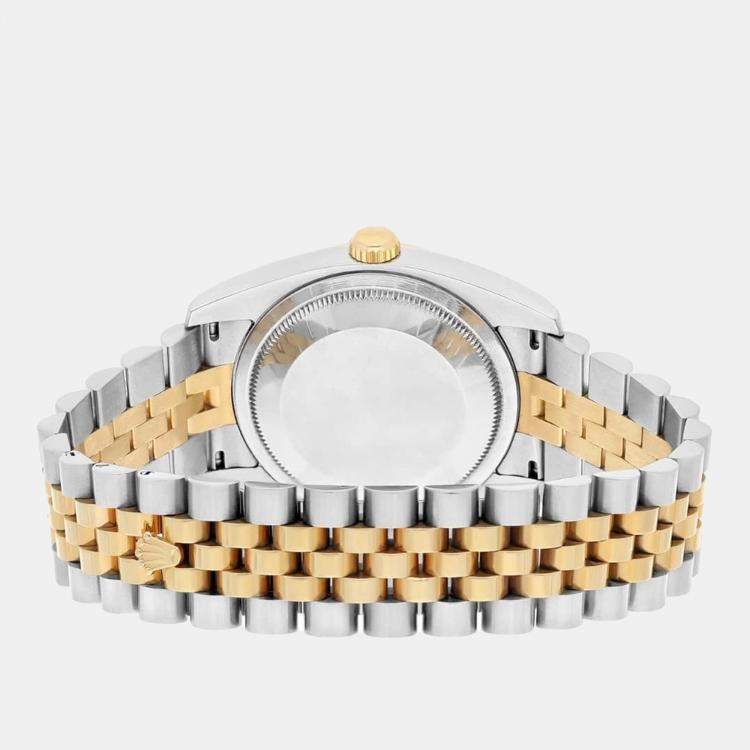 Pre Owned Rolex Datejust 116233 Automatic Blue 18k Yellow Gold Stainless Steel Men's Wristwatch 36 mm