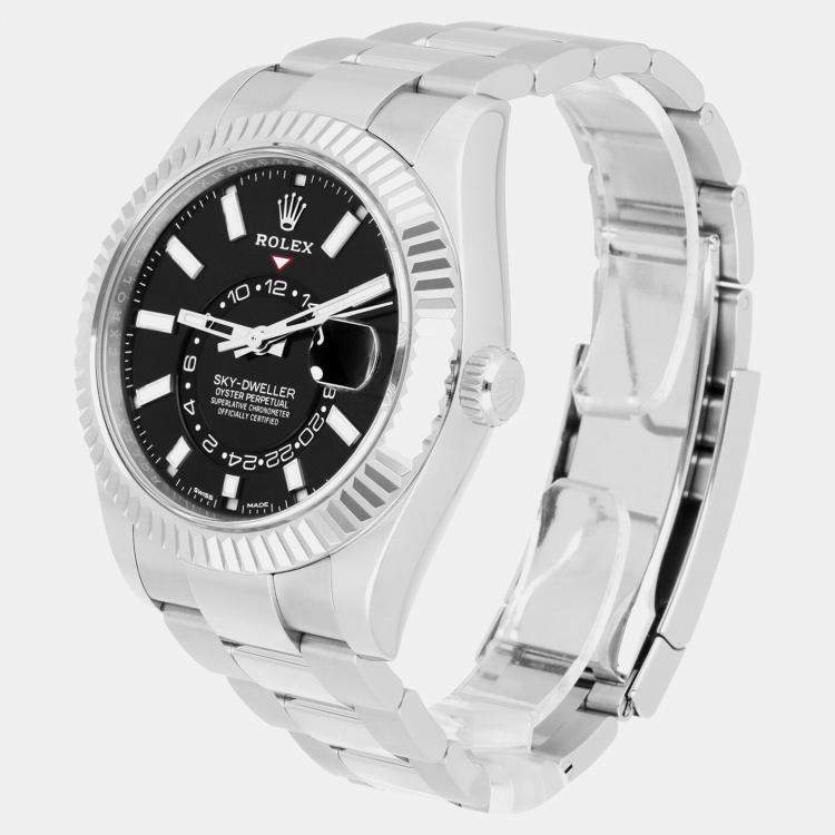 Pre Owned Rolex Sky-Dweller 326934 Automatic Black 18k White Gold Stainless Steel Men's Wristwatch 42 mm