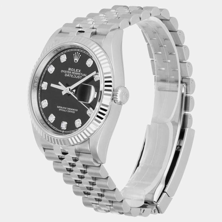 Pre Owned Rolex Datejust 126234 Automatic Black Stainless Steel Men's Wristwatch 36 mm