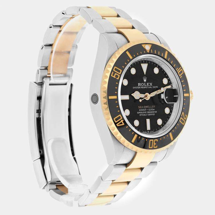 Pre Owned Rolex Black 18k Yellow Gold Stainless Steel Sea-Dweller 126603 Automatic Men's Wristwatch 43 mm
