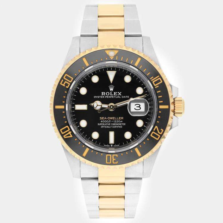 Pre Owned Rolex Black 18k Yellow Gold Stainless Steel Sea-Dweller 126603 Automatic Men's Wristwatch 43 mm
