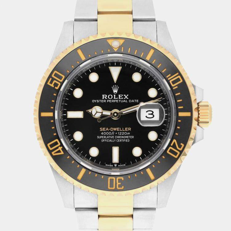 Pre Owned Rolex Black 18k Yellow Gold Stainless Steel Sea-Dweller 126603 Automatic Men's Wristwatch 43 mm