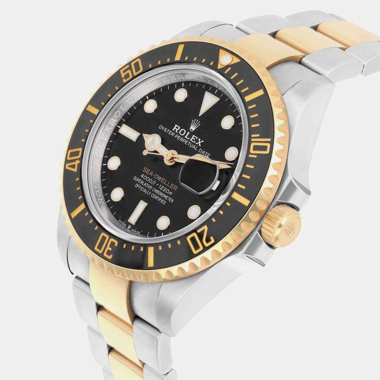 Pre Owned Rolex Black 18k Yellow Gold Stainless Steel Sea-Dweller 126603 Automatic Men's Wristwatch 43 mm