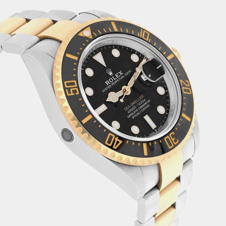 Pre Owned Rolex Black 18k Yellow Gold Stainless Steel Sea-Dweller 126603 Automatic Men's Wristwatch 43 mm