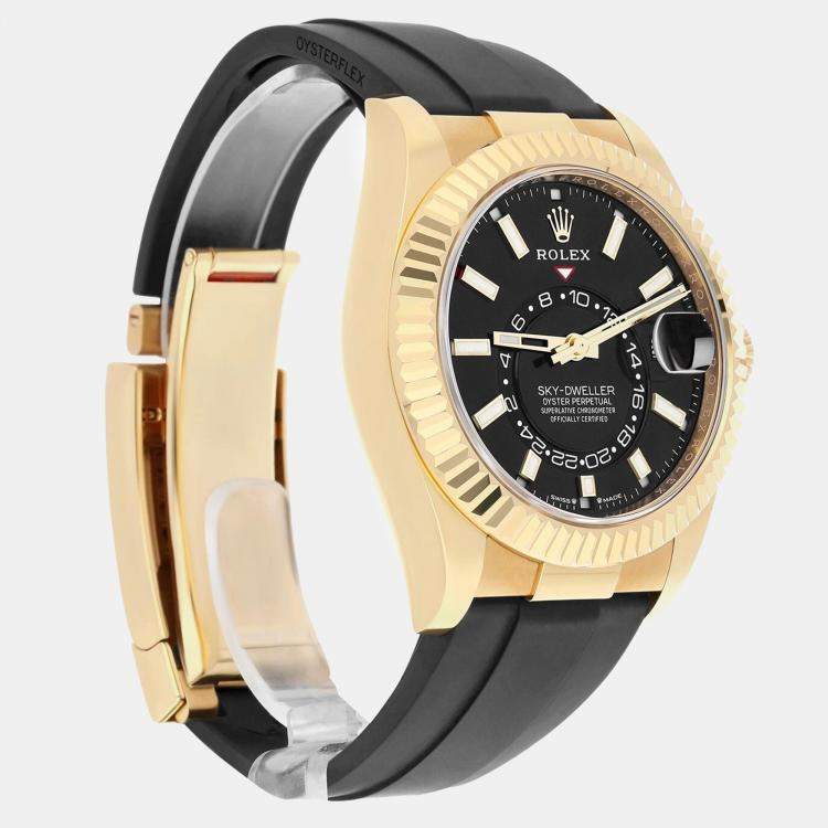 Pre Owned Rolex Sky-Dweller 336238 Automatic Black 18k Yellow Gold Men's Wristwatch 42 mm