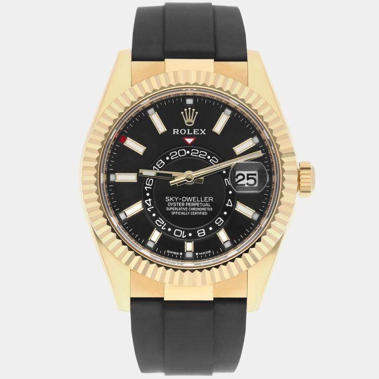 Pre Owned Rolex Sky-Dweller 336238 Automatic Black 18k Yellow Gold Men's Wristwatch 42 mm