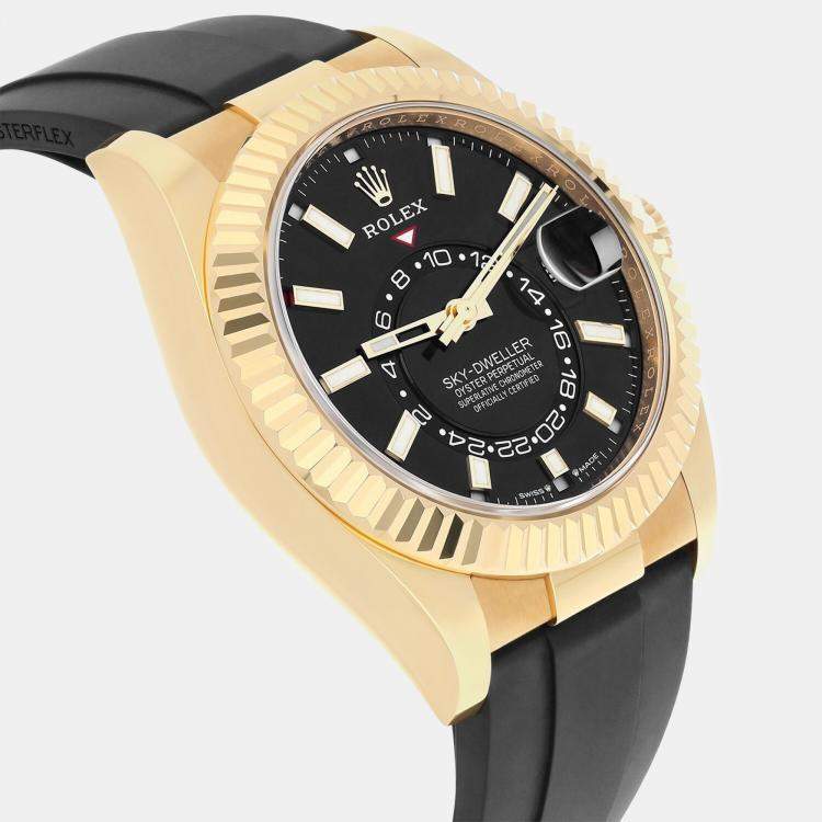 Pre Owned Rolex Sky-Dweller 336238 Automatic Black 18k Yellow Gold Men's Wristwatch 42 mm