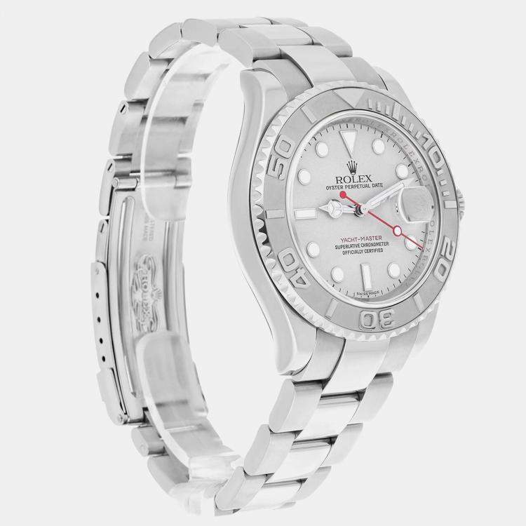 Pre Owned Rolex Yacht-Master 16622 Automatic Silver Platinum Men's Wristwatch 40 mm