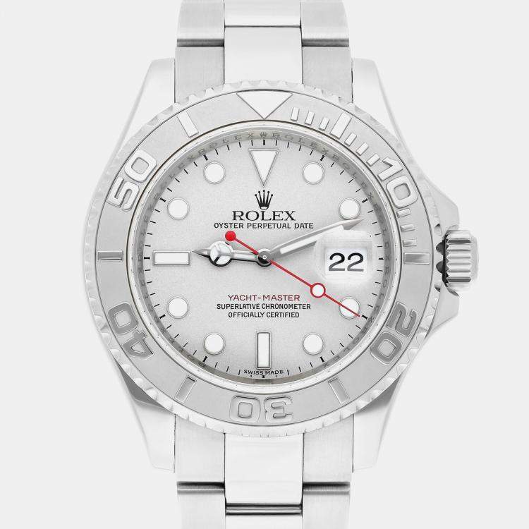 Pre Owned Rolex Yacht-Master 16622 Automatic Silver Platinum Men's Wristwatch 40 mm