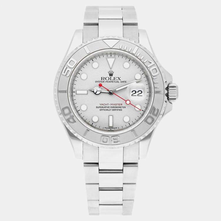 Pre Owned Rolex Yacht-Master 16622 Automatic Silver Platinum Men's Wristwatch 40 mm