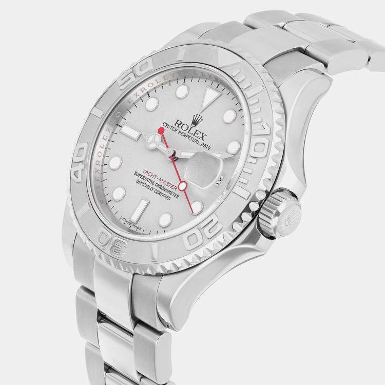 Pre Owned Rolex Yacht-Master 16622 Automatic Silver Platinum Men's Wristwatch 40 mm