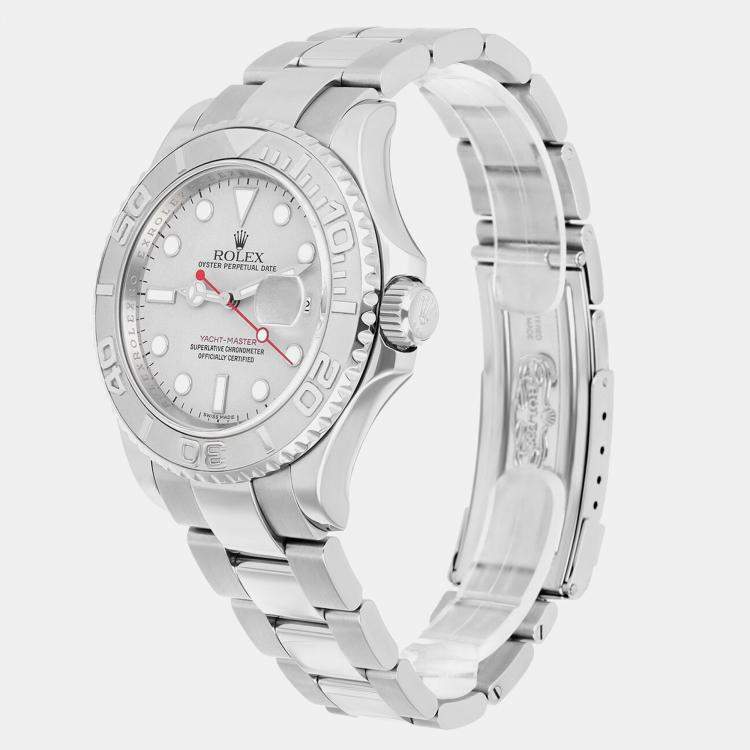 Pre Owned Rolex Yacht-Master 16622 Automatic Silver Platinum Men's Wristwatch 40 mm