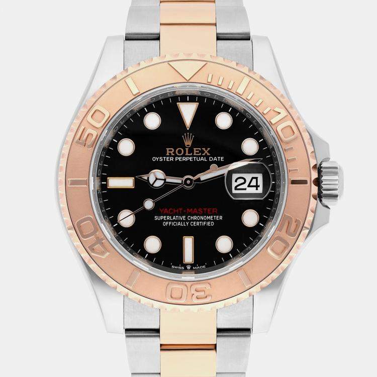 Pre Owned Rolex Yacht-Master 126621 Automatic Black 18k Rose Gold Stainless Steel Men's Wristwatch 40 mm