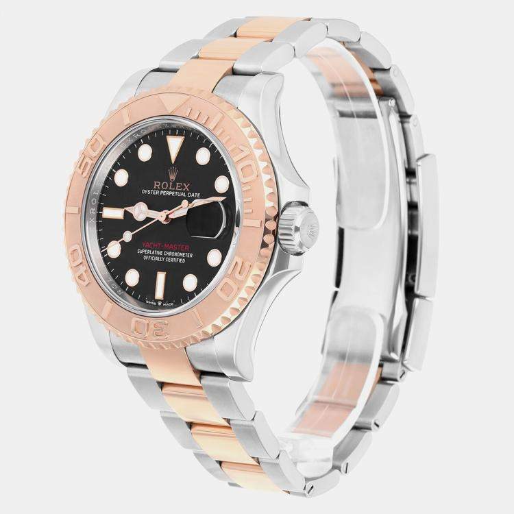 Pre Owned Rolex Yacht-Master 126621 Automatic Black 18k Rose Gold Stainless Steel Men's Wristwatch 40 mm