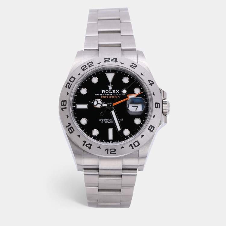 Pre Owned Rolex Black Stainless Steel Explorer II 226570 Men's Wristwatch 41.5 mm