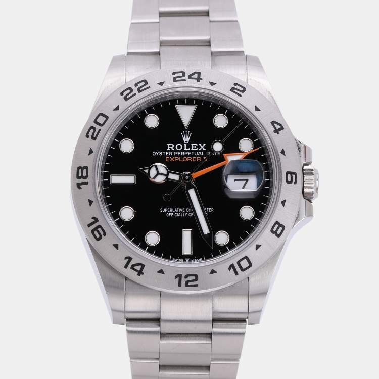 Pre Owned Rolex Black Stainless Steel Explorer II 226570 Men's Wristwatch 41.5 mm