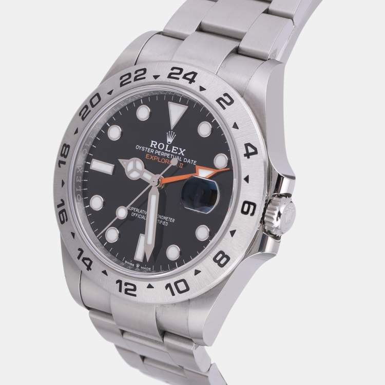 Pre Owned Rolex Black Stainless Steel Explorer II 226570 Men's Wristwatch 41.5 mm