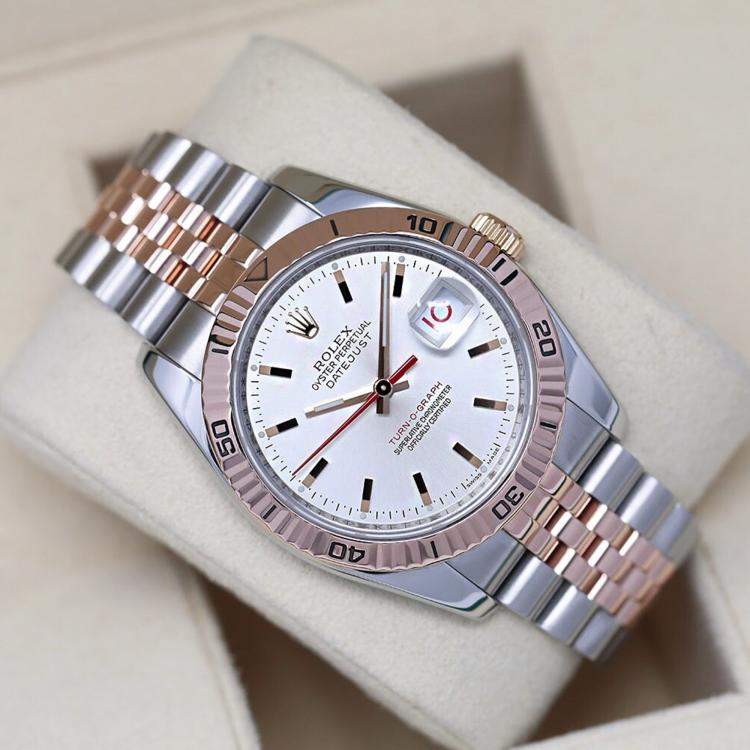 Pre Owned Rolex Datejust 116261 Automatic Silver 18k Rose Gold Stainless Steel Men's Wristwatch 36 mm