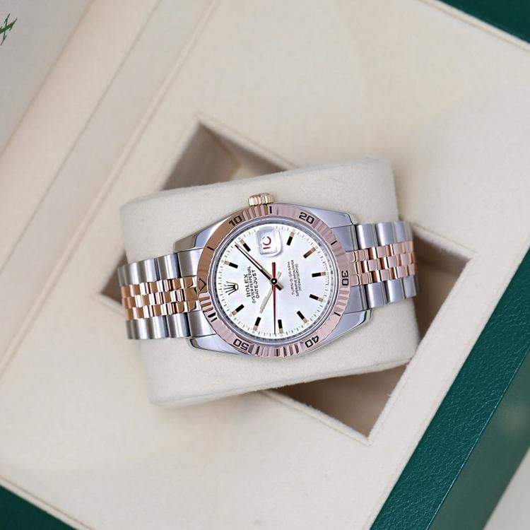 Pre Owned Rolex Datejust 116261 Automatic Silver 18k Rose Gold Stainless Steel Men's Wristwatch 36 mm