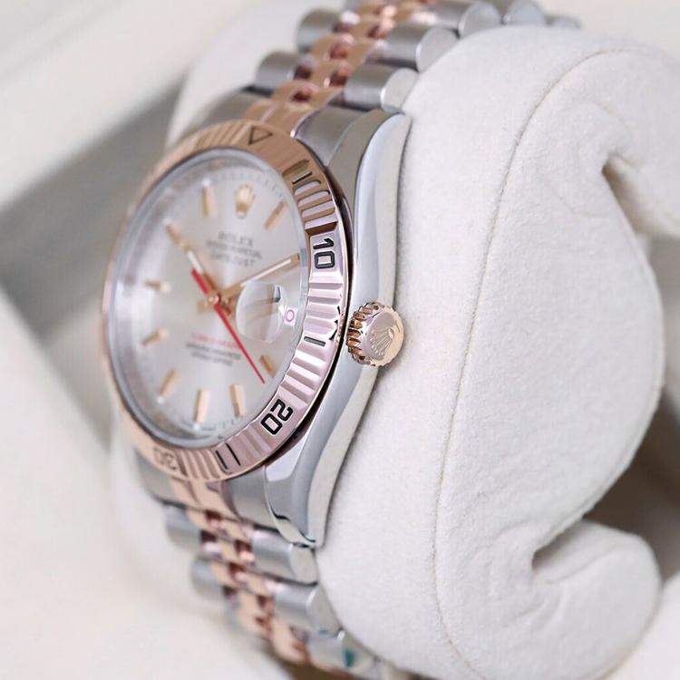 Pre Owned Rolex Datejust 116261 Automatic Silver 18k Rose Gold Stainless Steel Men's Wristwatch 36 mm