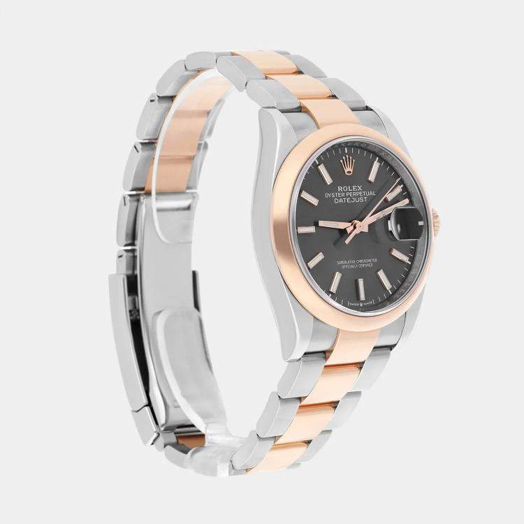 Pre Owned Rolex Datejust 126201 Automatic Grey 18k Rose Gold Stainless Steel Men's Wristwatch 36 mm