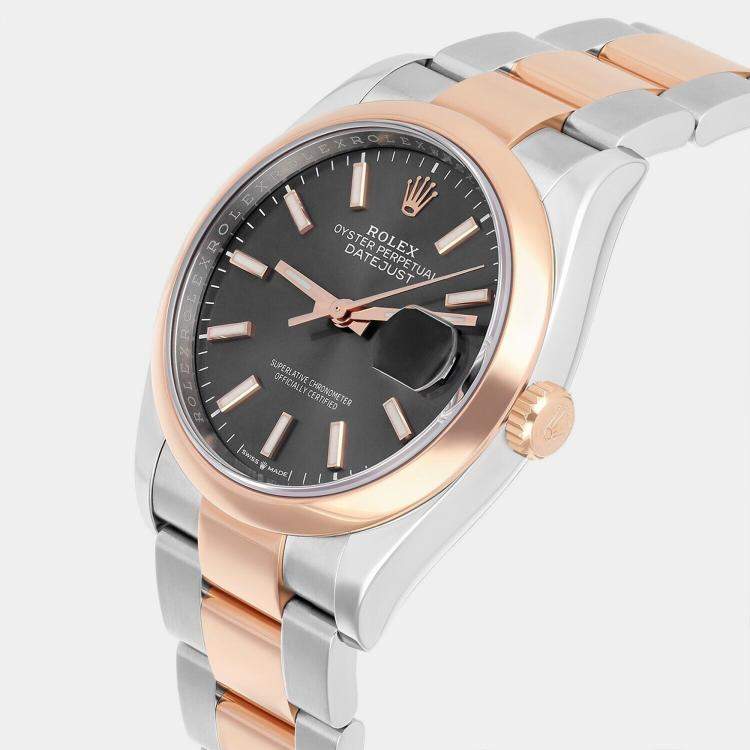 Pre Owned Rolex Datejust 126201 Automatic Grey 18k Rose Gold Stainless Steel Men's Wristwatch 36 mm