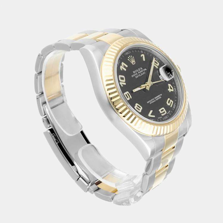 Pre Owned Rolex Datejust 116333 Automatic Black 18k Yellow Gold Stainless Steel Men's Wristwatch 41 mm