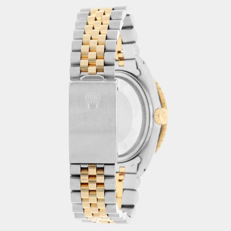 Pre Owned Rolex Datejust 16253 Automatic Champagne 18k Yellow Gold Stainless Steel Men's Wristwatch 36 mm