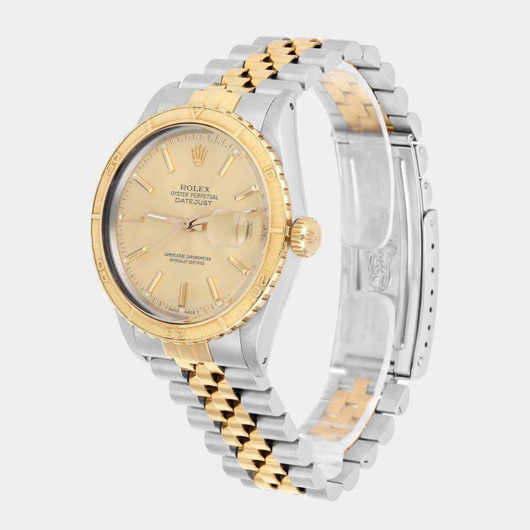 Pre Owned Rolex Datejust 16253 Automatic Champagne 18k Yellow Gold Stainless Steel Men's Wristwatch 36 mm