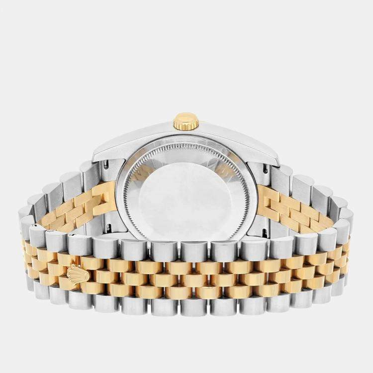 Pre Owned Rolex Datejust 116233 Automatic Blue 18k Yellow Gold Stainless Steel Men's Wristwatch 36 mm