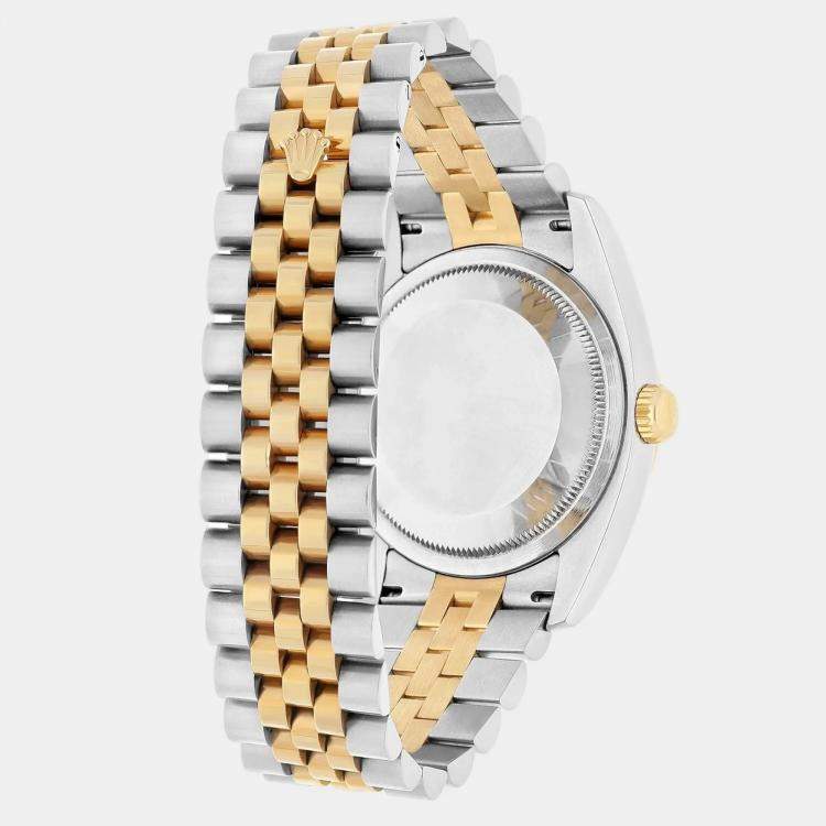 Pre Owned Rolex Datejust 116233 Automatic Blue 18k Yellow Gold Stainless Steel Men's Wristwatch 36 mm